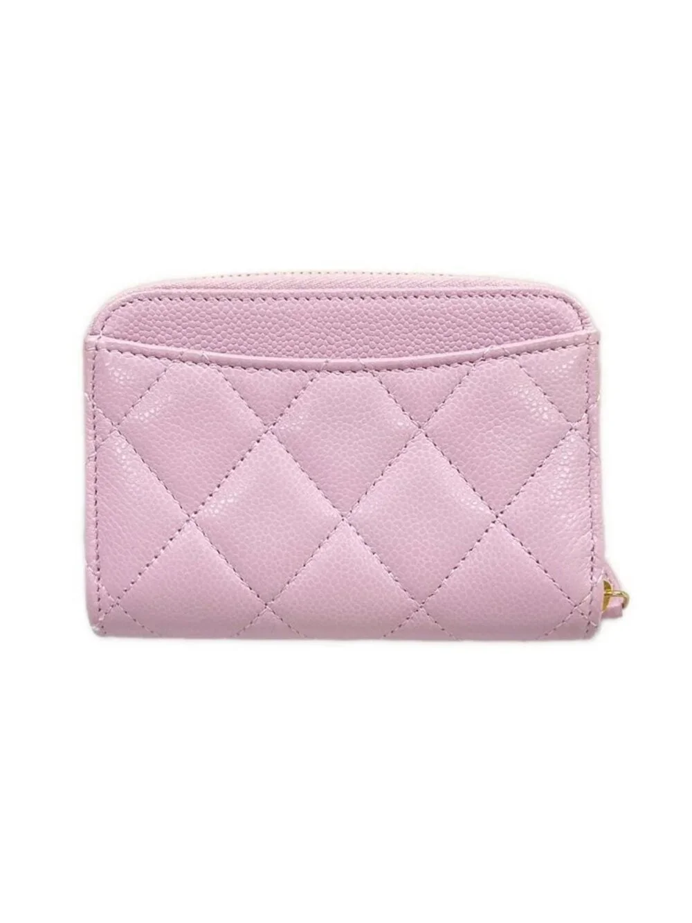 Chanel Coin Case Quilted Light Purple Zip Around Gold